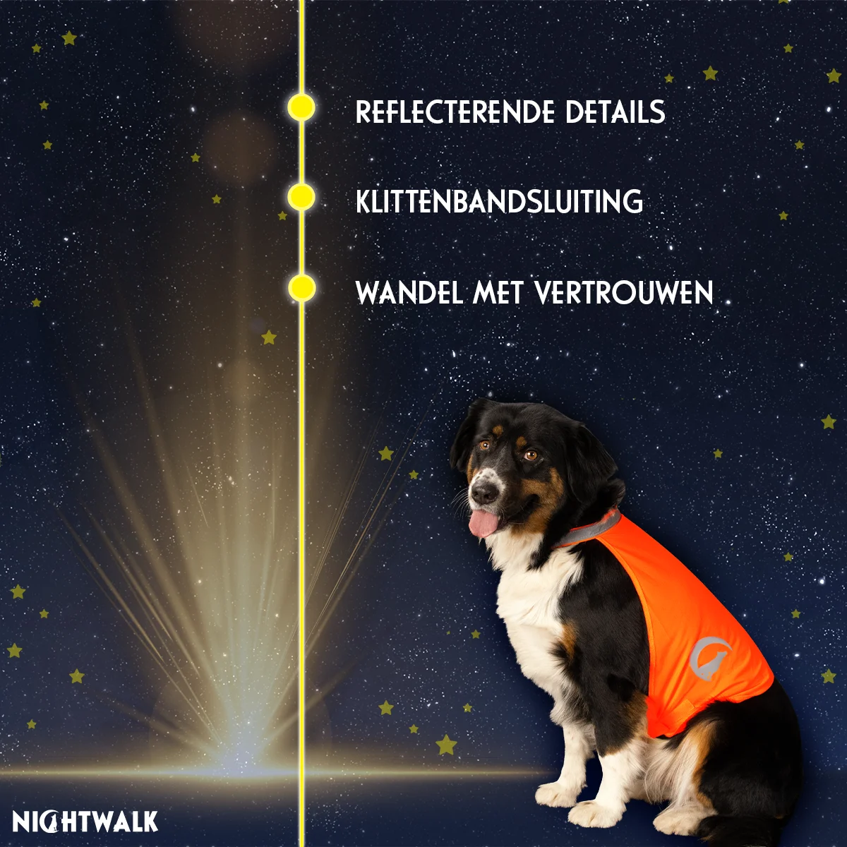 Gilet di sicurezza per cani con dettagli riflettenti e chiusura in velcro, arancione, M – Nightwalk Safety Vest - immagine 3