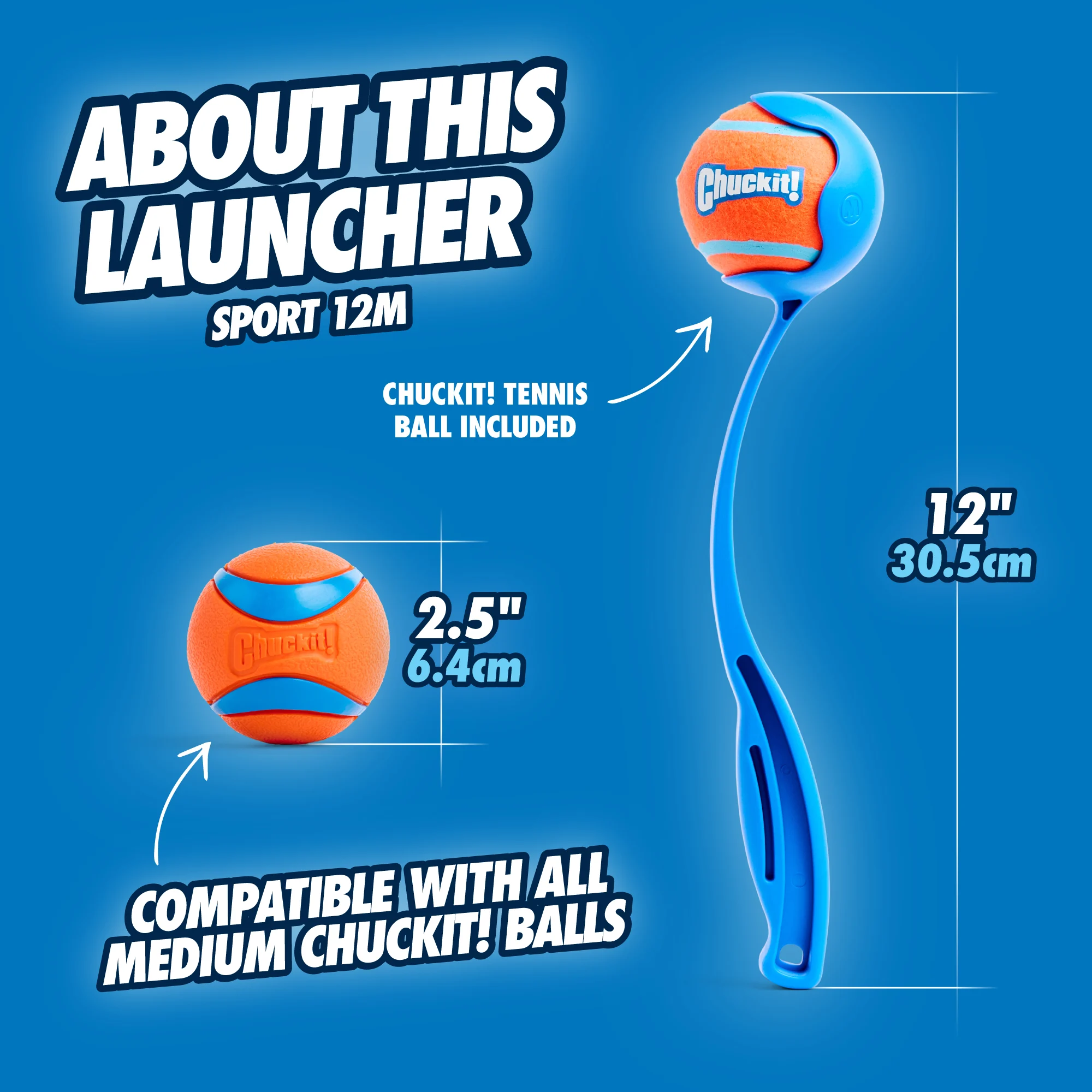 Lanciapalline per cani M con pallina da tennis, 30 cm – Chuckit! Sport Launcher - immagine 4