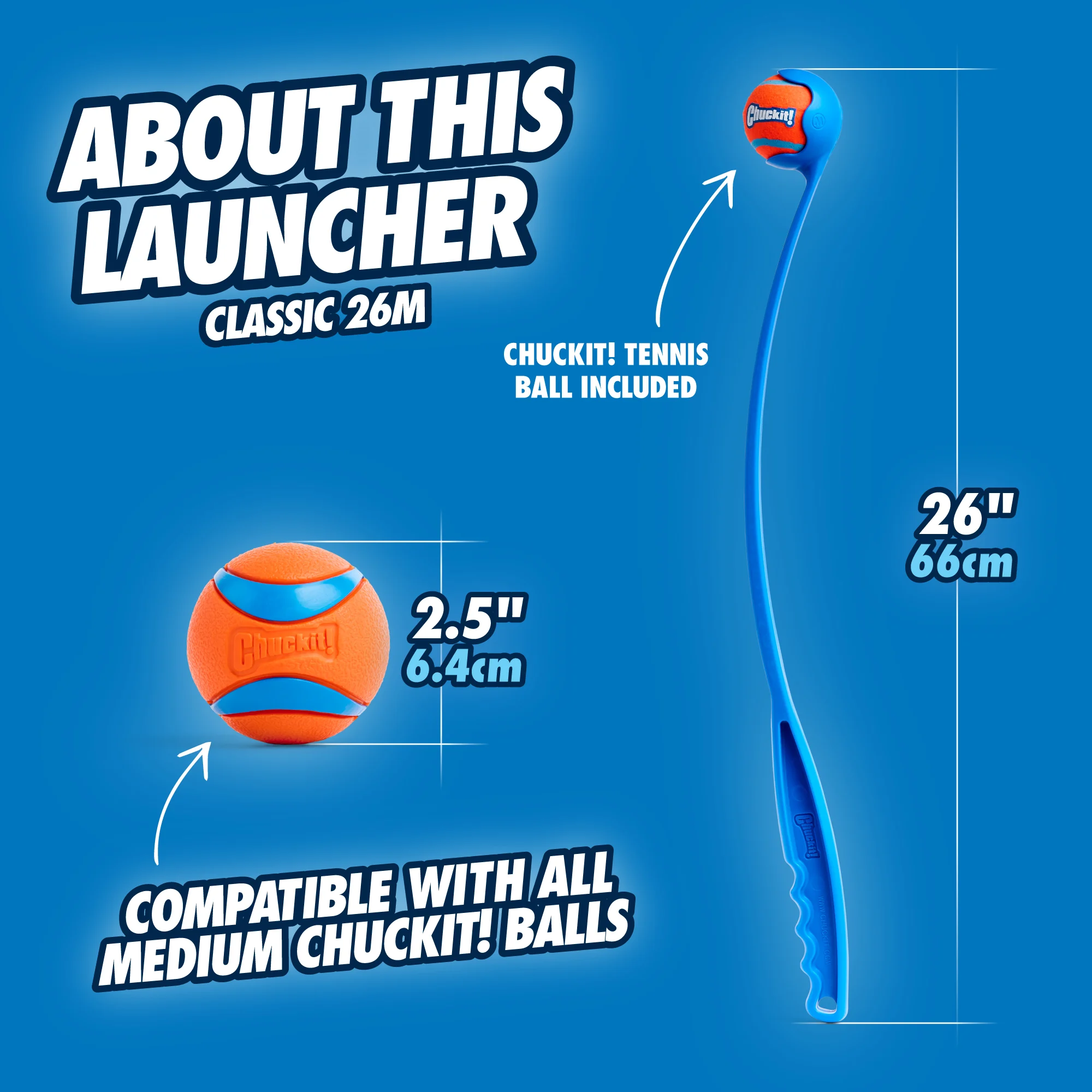 Lanciallaper cani con pallina da tennis, 66 cm – Chuckit! Sport Launcher L - immagine 4