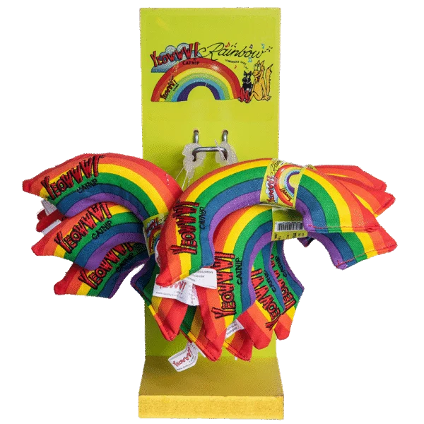 Gioco per gatti a forma di arcobaleno con erba gatta, 12 pezzi da 15 cm – Yeowww! Rainbow Display
