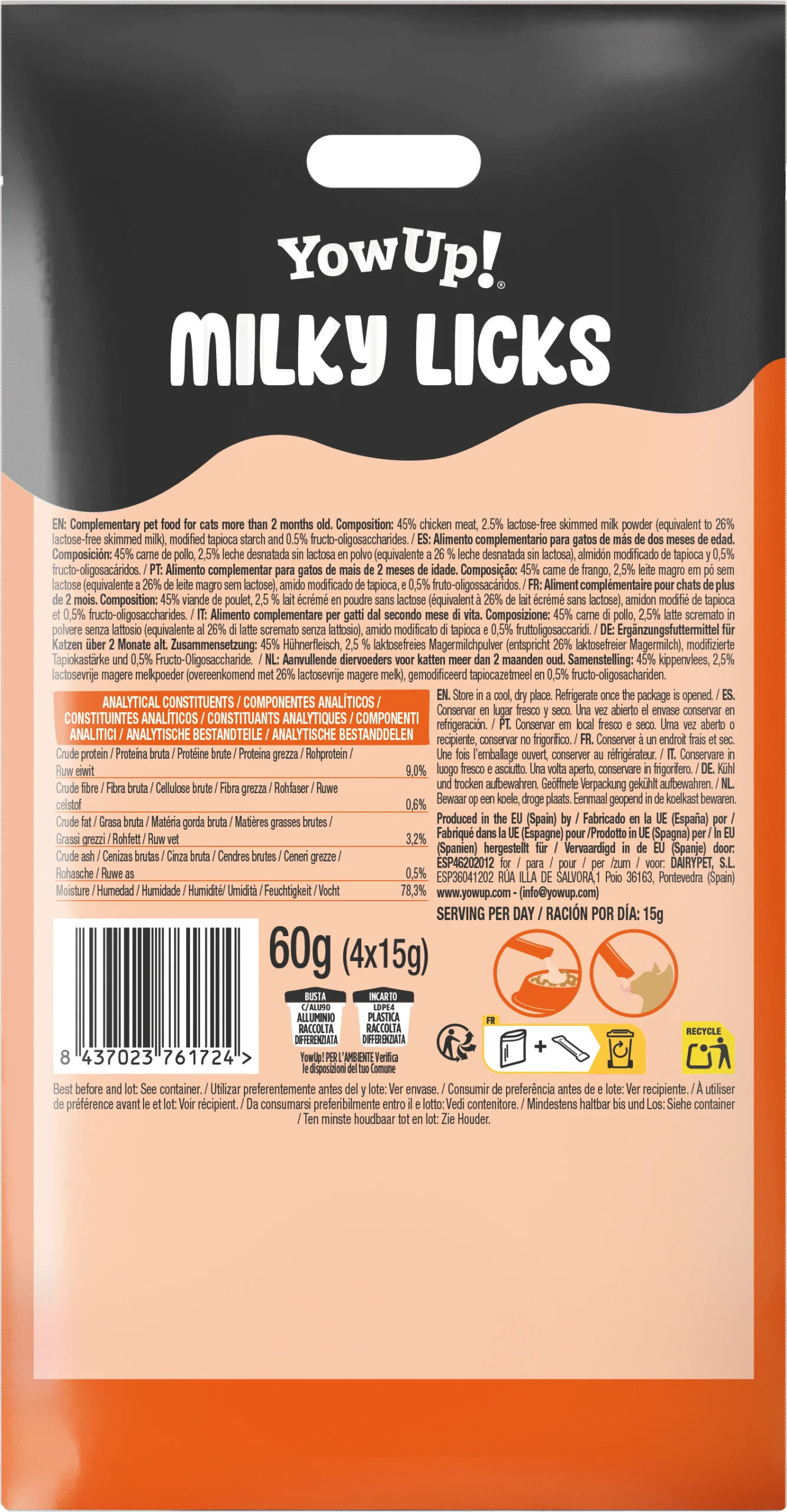 Snack da leccare per gatti al pollo e latte – YowUp! Milky Licks - immagine 3