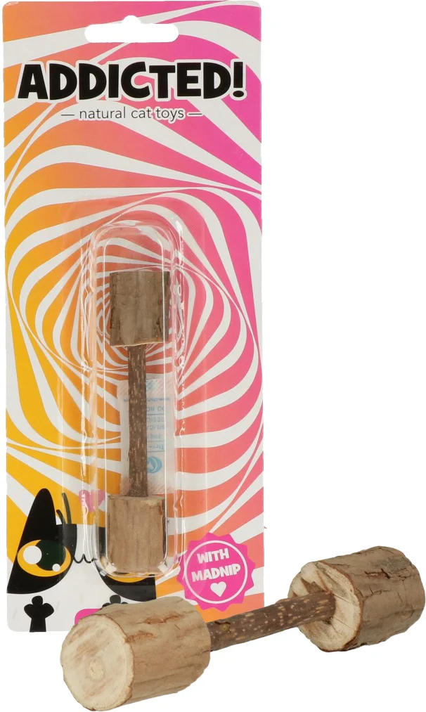 Gioco in legno a forma di manubrio per gatti con MADNIP – Addicted! Wood Dumbell - immagine 1