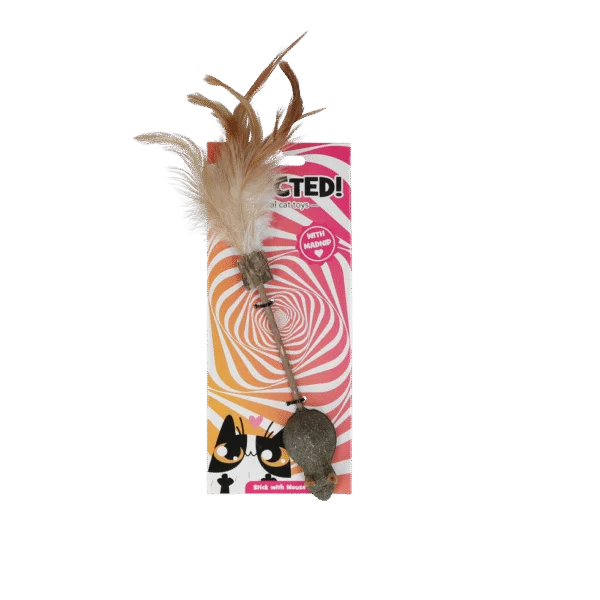 Bacchetta gioco per gatti con topo, piume e MADNIP – Addicted! Stick with Mouse & Feathers