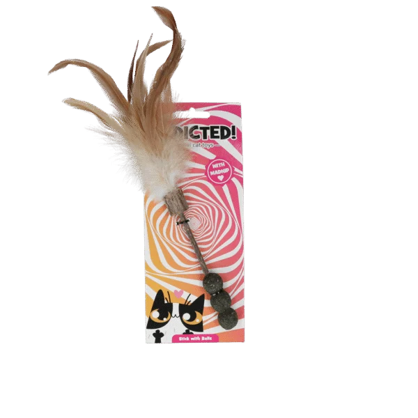 Bacchetta gioco per gatti con palline, piume e MADNIP – Addicted! Stick with Balls & Feathers