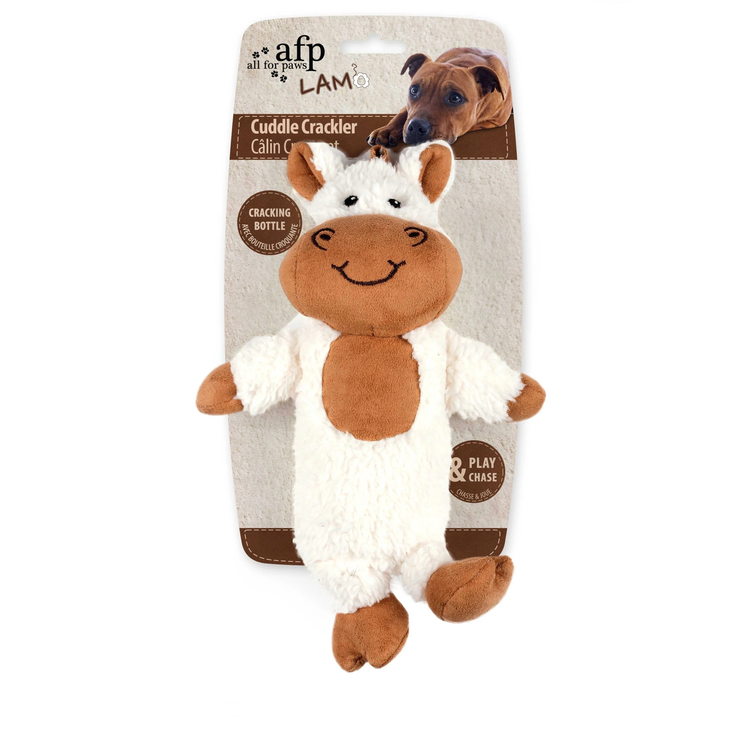 Peluche per cani in finto pile con bottiglia scrocchiante, 27,5 x 18,5 x 9,7 cm – AFP Lambswool - Cuddle Crackler - immagine 3