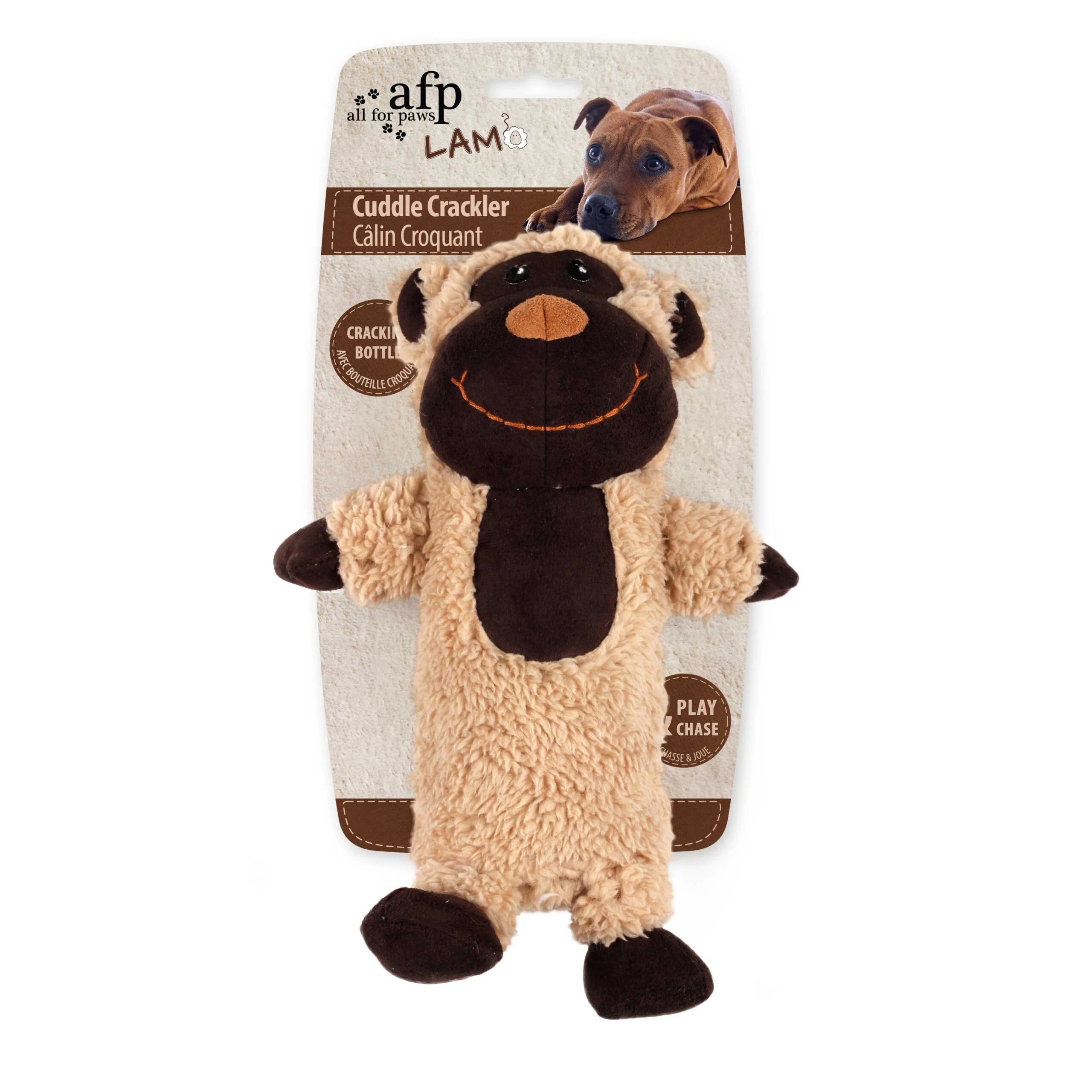 Peluche per cani in finto pile con bottiglia scrocchiante, 27,5 x 18,5 x 9,7 cm – AFP Lambswool - Cuddle Crackler - immagine 4