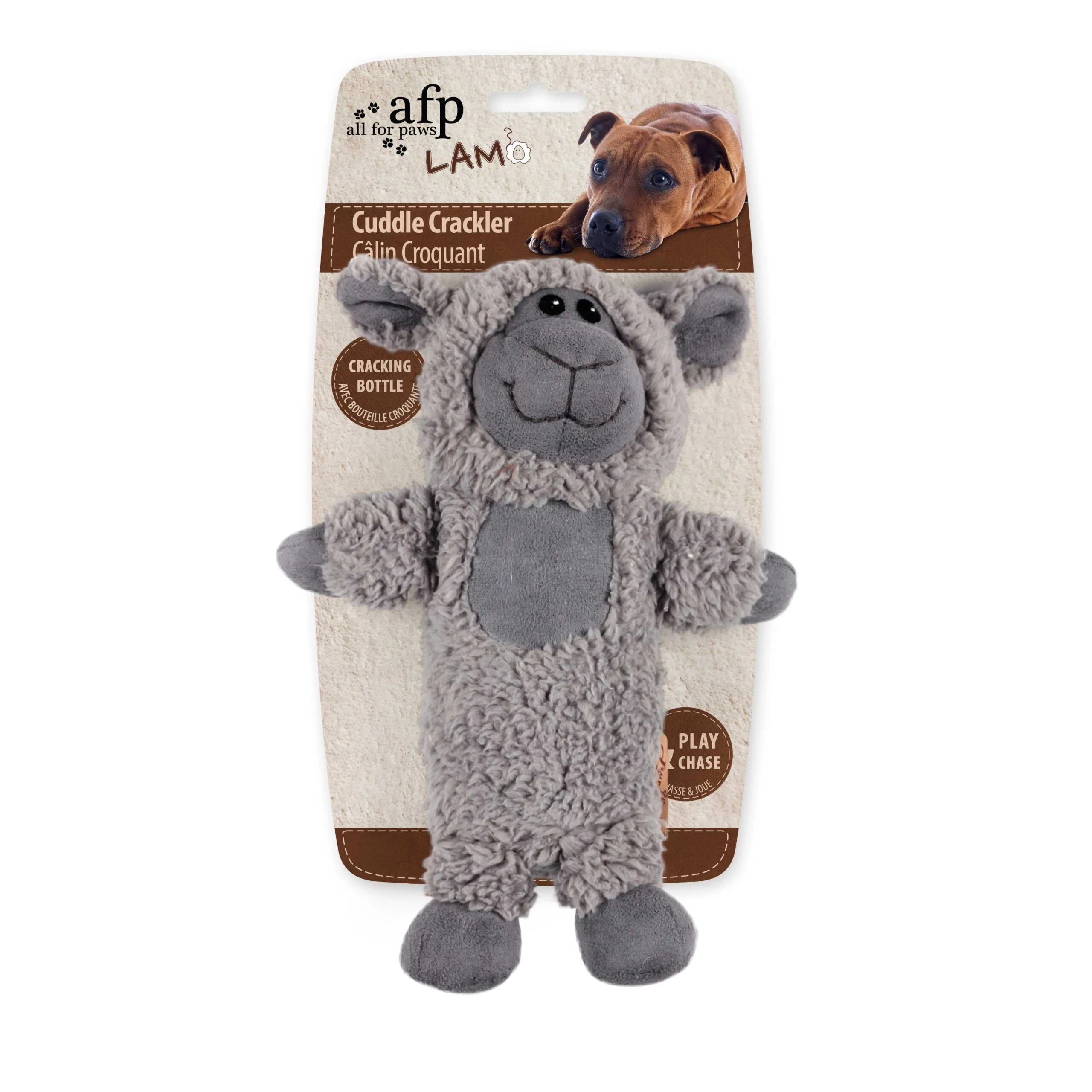 Peluche per cani in finto pile con bottiglia scrocchiante, 27,5 x 18,5 x 9,7 cm – AFP Lambswool - Cuddle Crackler - immagine 2