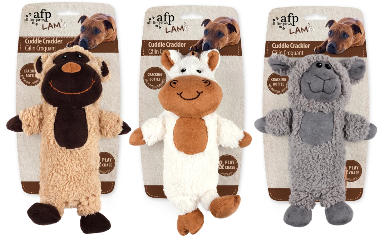 Peluche per cani in finto pile con bottiglia scrocchiante, 27,5 x 18,5 x 9,7 cm – AFP Lambswool - Cuddle Crackler - immagine 1