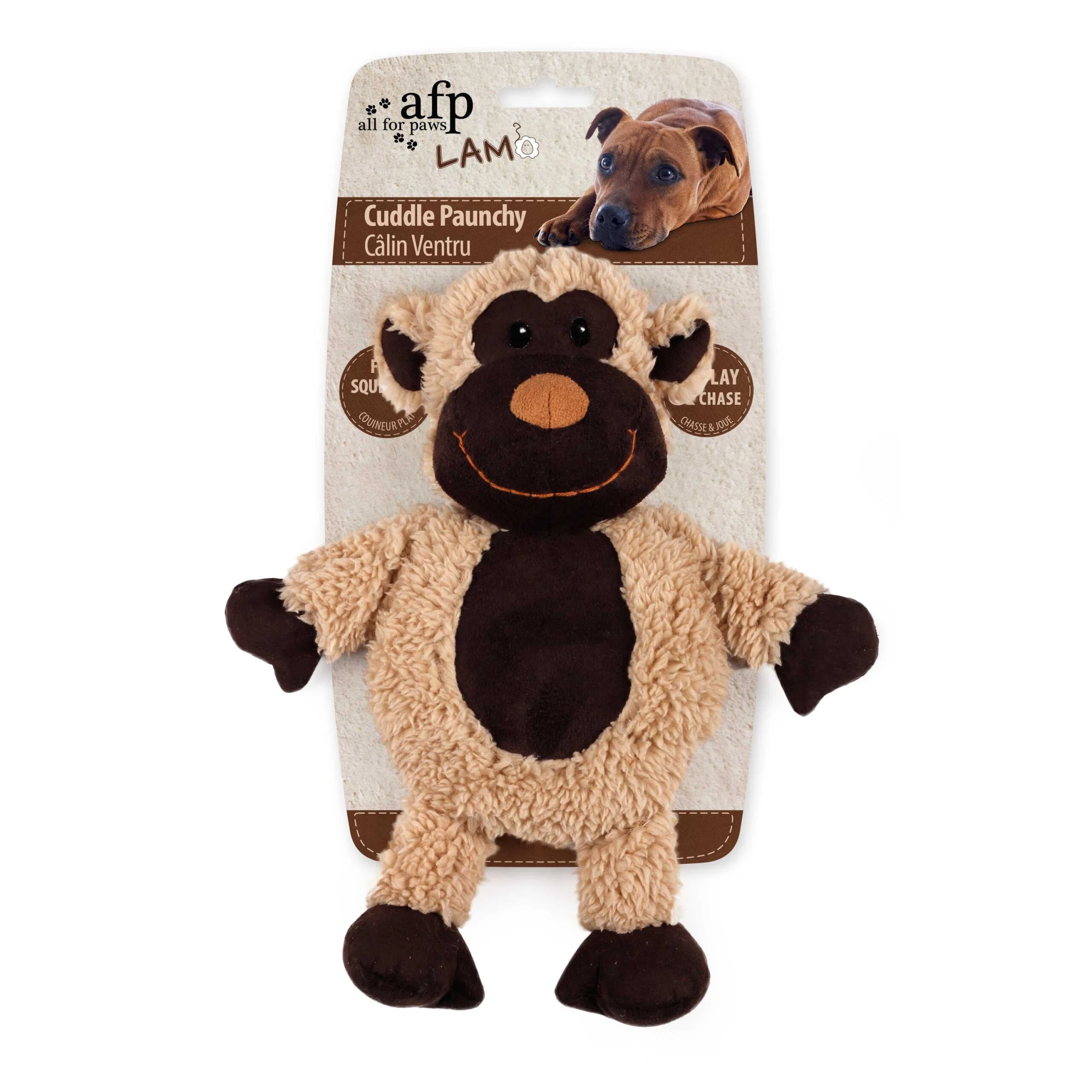 Peluche per cani in finta lana con squeaker grande, 30 x 24 x 8,5 cm – AFP Lambswool - Cuddle Paunchy - immagine 3