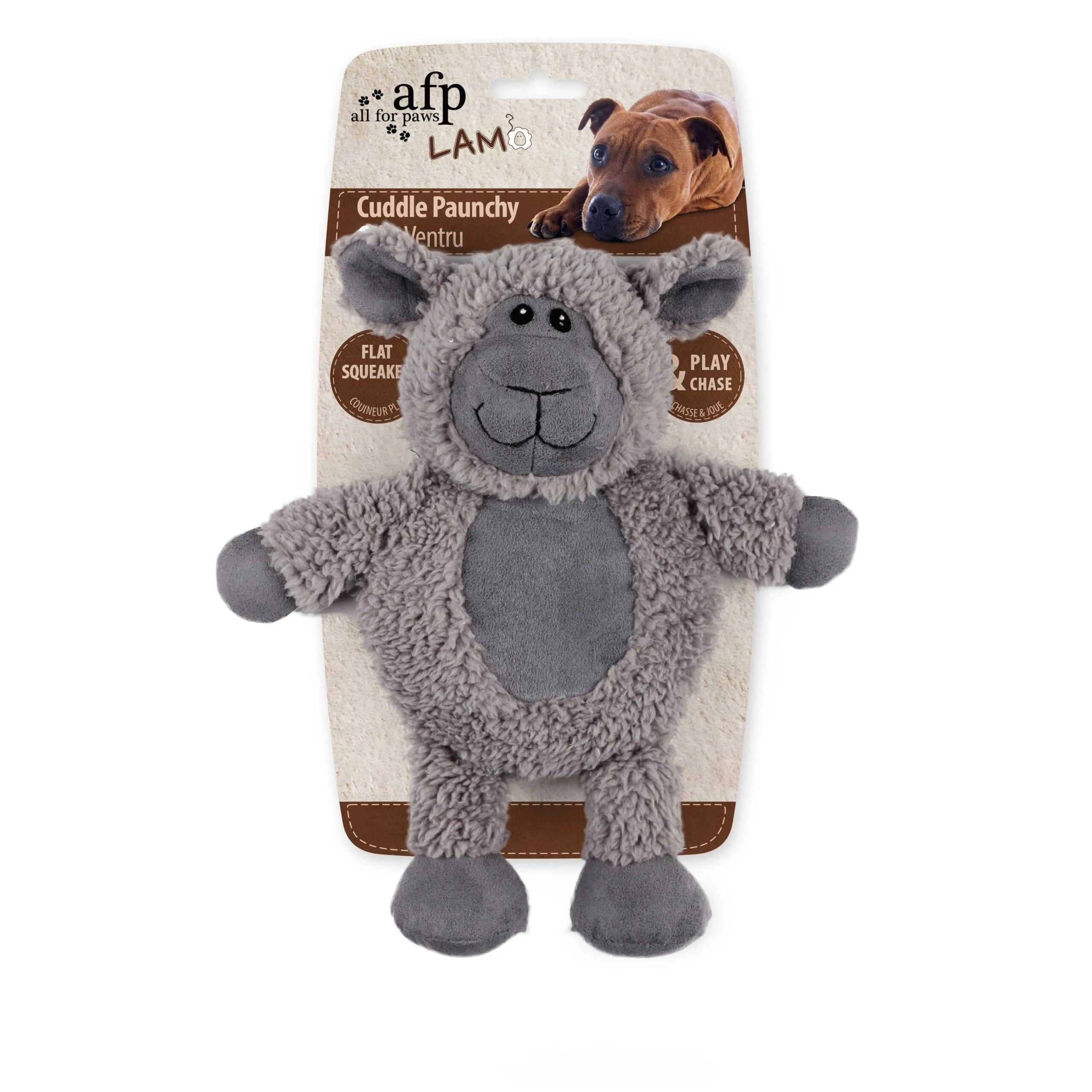 Peluche per cani in finta lana con squeaker grande, 30 x 24 x 8,5 cm – AFP Lambswool - Cuddle Paunchy - immagine 4