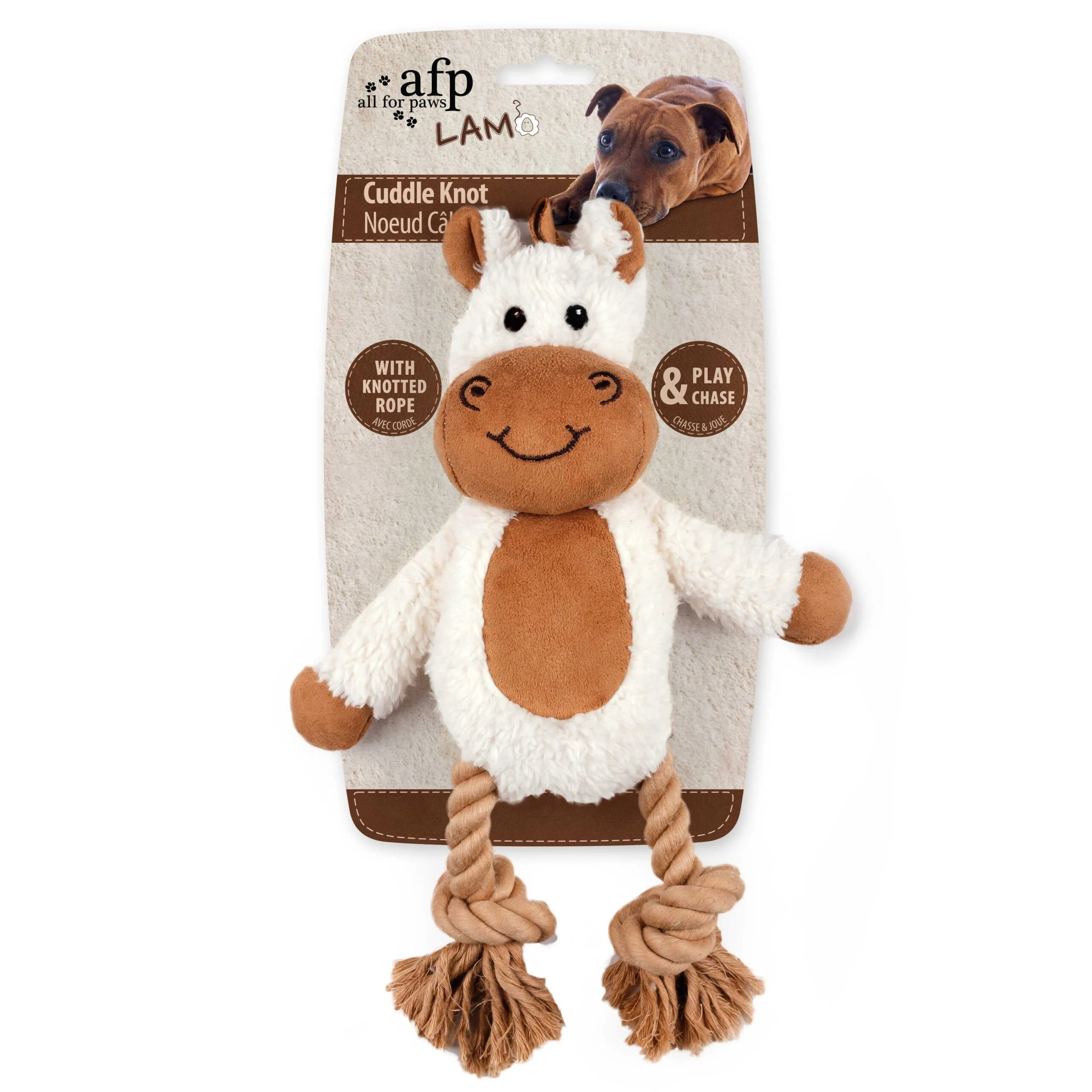 Peluche per cani con corda da mordere e dispositivo sonoro – AFP Lambswool - Cuddle Knot - immagine 2