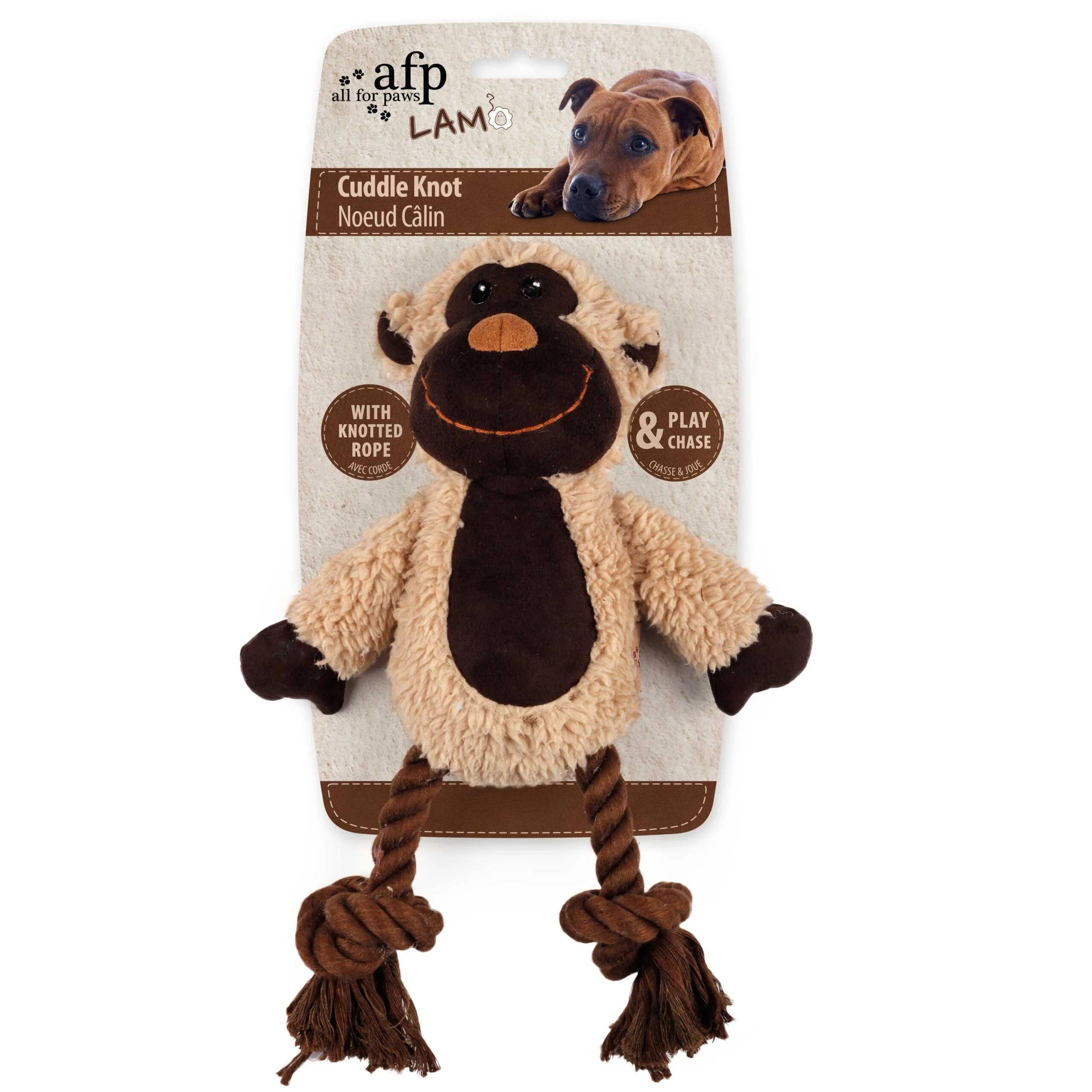 Peluche per cani con corda da mordere e dispositivo sonoro – AFP Lambswool - Cuddle Knot - immagine 4