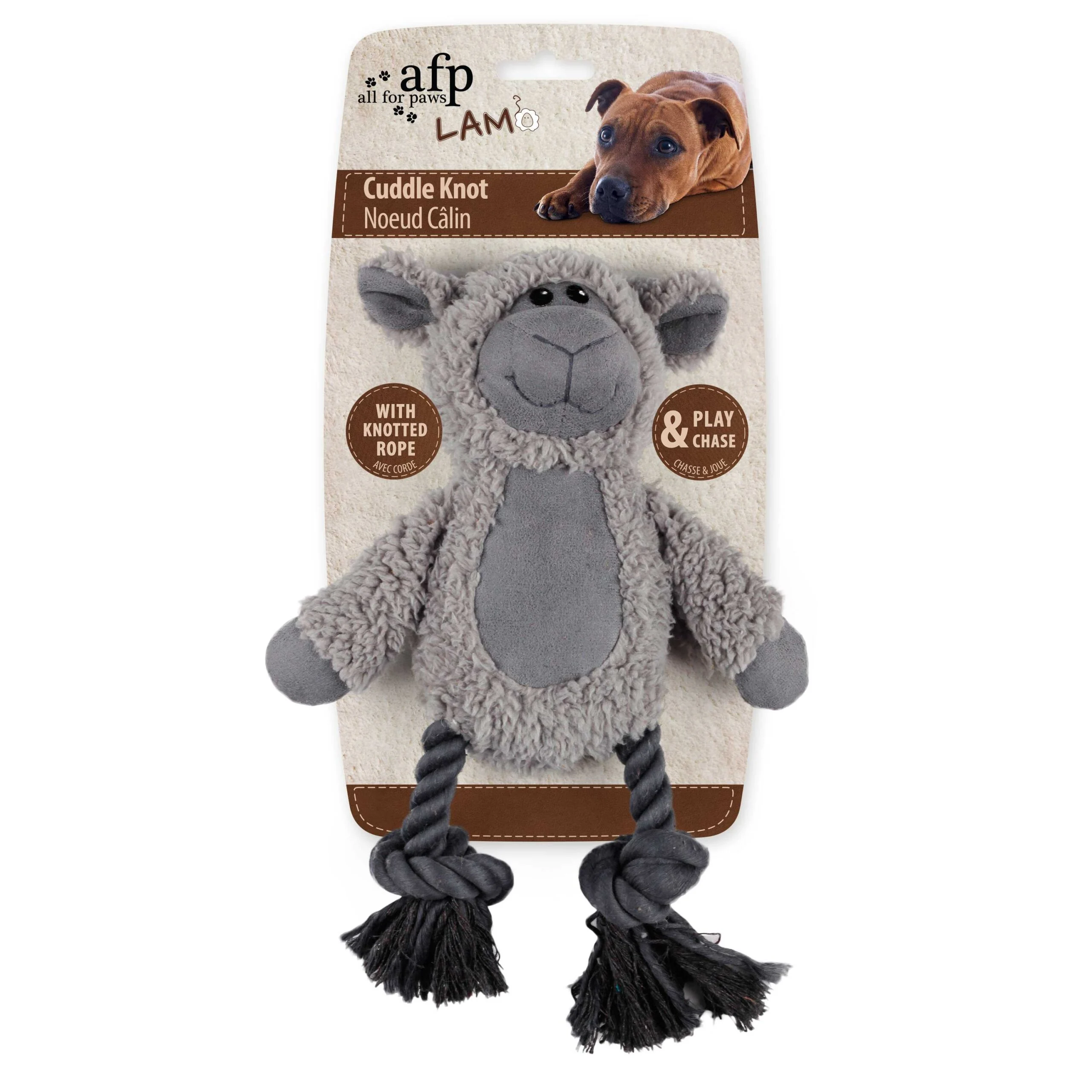 Peluche per cani con corda da mordere e dispositivo sonoro – AFP Lambswool - Cuddle Knot - immagine 3