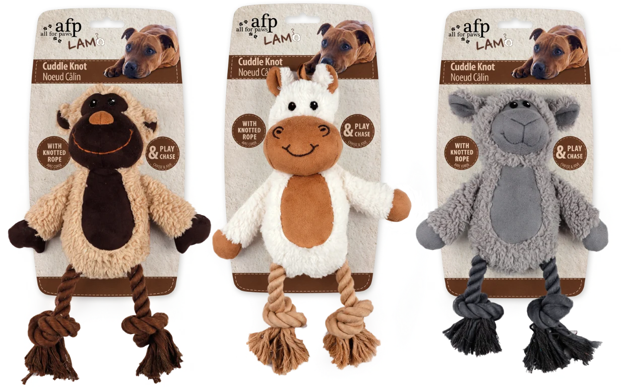 Peluche per cani con corda da mordere e dispositivo sonoro – AFP Lambswool - Cuddle Knot - immagine 1