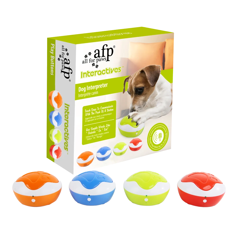 Pulsanti per l’addestramento del cane con funzione di registrazione, 4 pezzi da 11 x 11 x 6 cm – AFP Interactives - Dog Interpreter - immagine 1