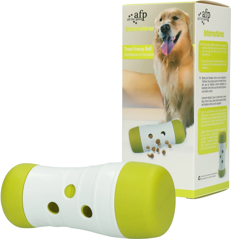 Dispenser per cani con erogazione regolabile, 15,5 x ø 6 cm – AFP Interactives - Treat Frenzy Roll - immagine 1