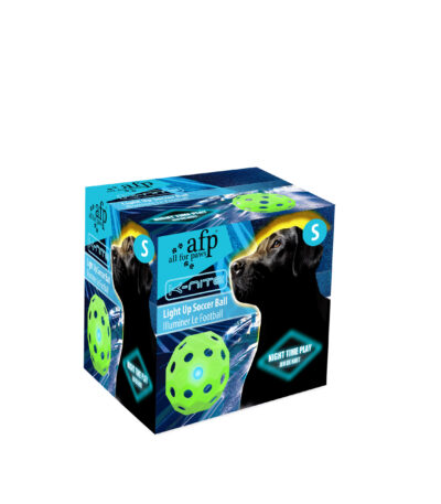 Pallone per cani a forma di pallone da calcio con luce lampeggiante e fori – AFP K-Nite Light Up Soccer Ball Small