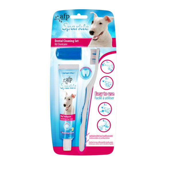 Kit per l’igiene dentale del cane con spazzolino e dentifricio, 60 g – AFP Sparkle Combo Pack