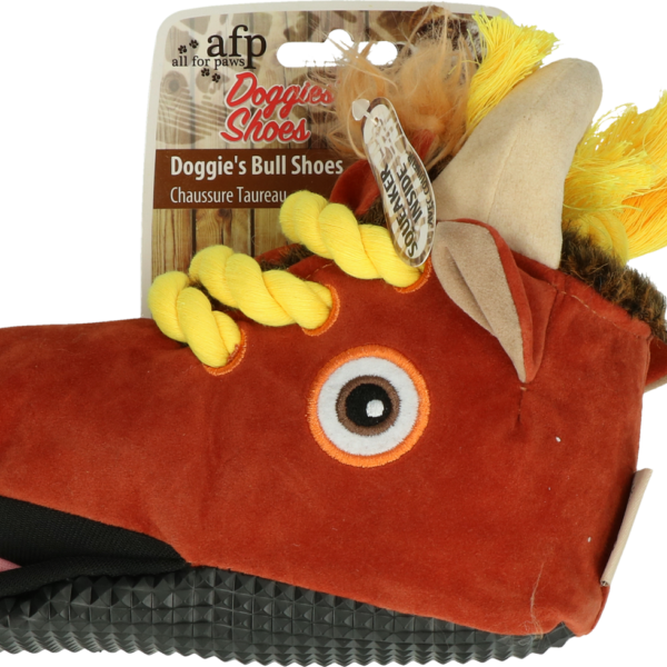 Scarpa gioco per cani con corda intrecciata e squeaker, 18 x 8 x 16 cm – AFP Doggies' Shoes Bull