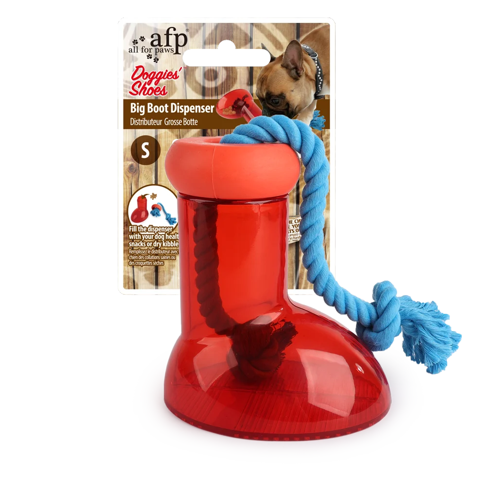 AFPH03460.png Dispenser per il Cibo per Cani a Forma di Scarpa con Corda, 10 x 10 cm – AFP Doggies' Shoes Big Boot Dispenser S - immagine 1