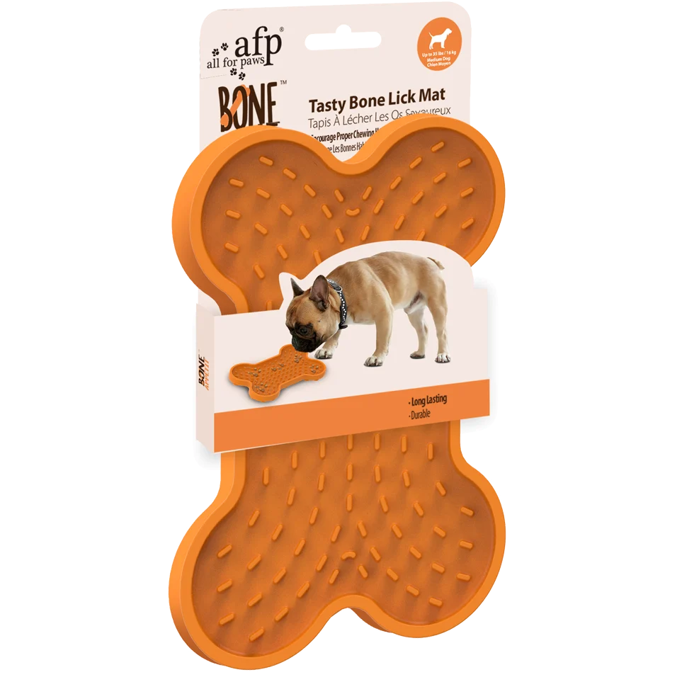 Tappetino da leccare per cani con rilievi e ventose, 20 x 14 cm – AFP Bone Appetit - Tasty Bone Lick Mat S - immagine 1