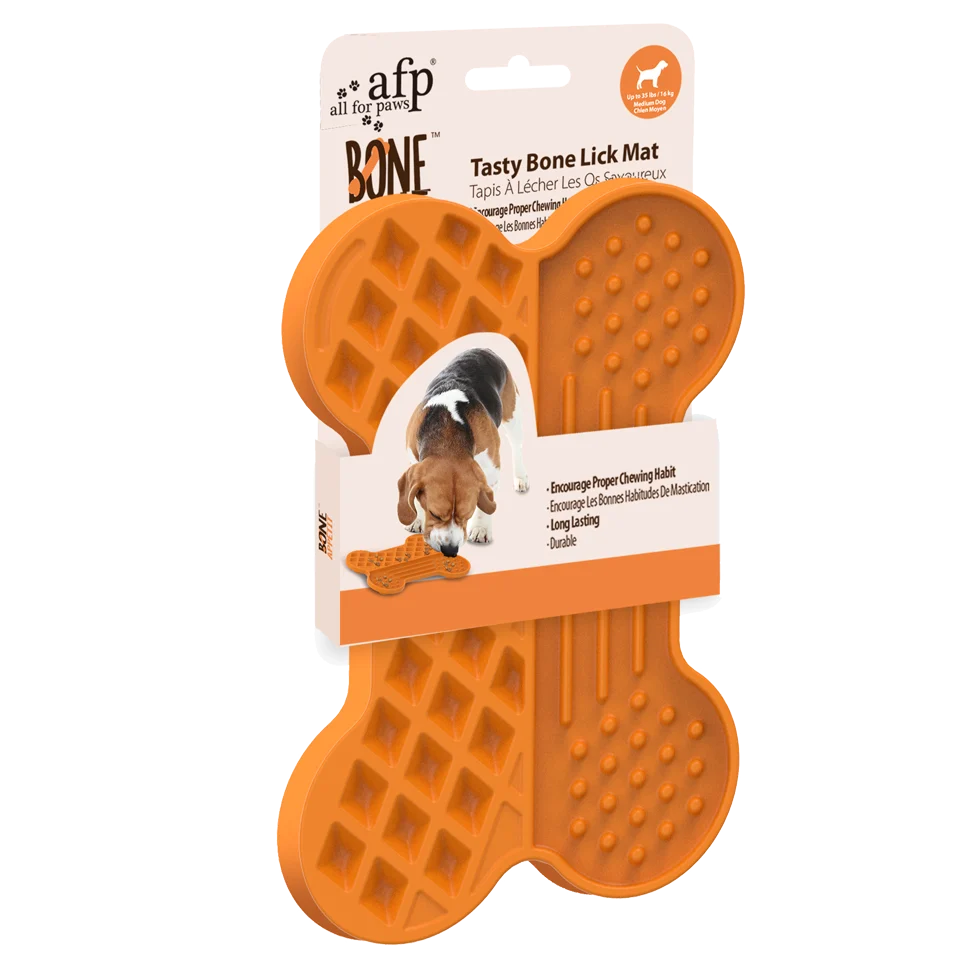 Tappetino da leccare per cani con rilievi e ventose, 28 x 19 cm – AFP Bone Appetit - Tasty Bone Lick Mat L - immagine 1