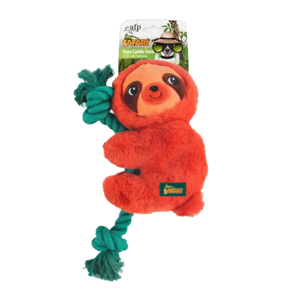 Peluche per cani con corda da masticare e squeaker, 31 x 17,5 x 6 cm – AFP Safari - Rope Cuddle Luiaard