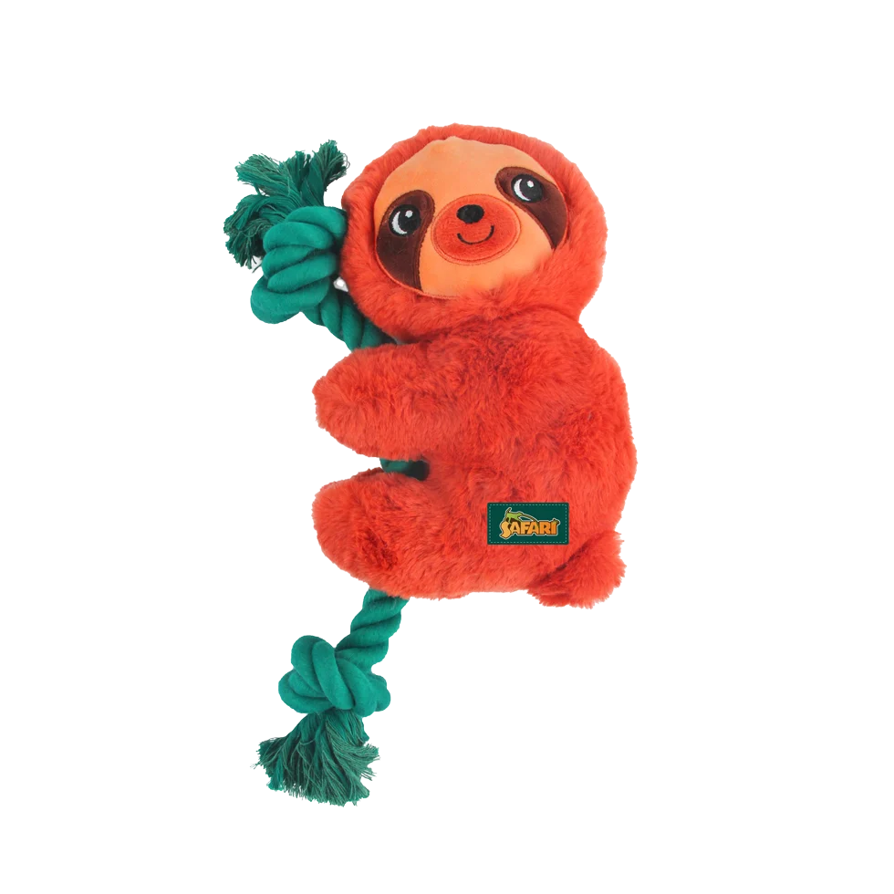 Peluche per cani con corda da masticare e squeaker, 31 x 17,5 x 6 cm – AFP Safari - Rope Cuddle Luiaard - immagine 3