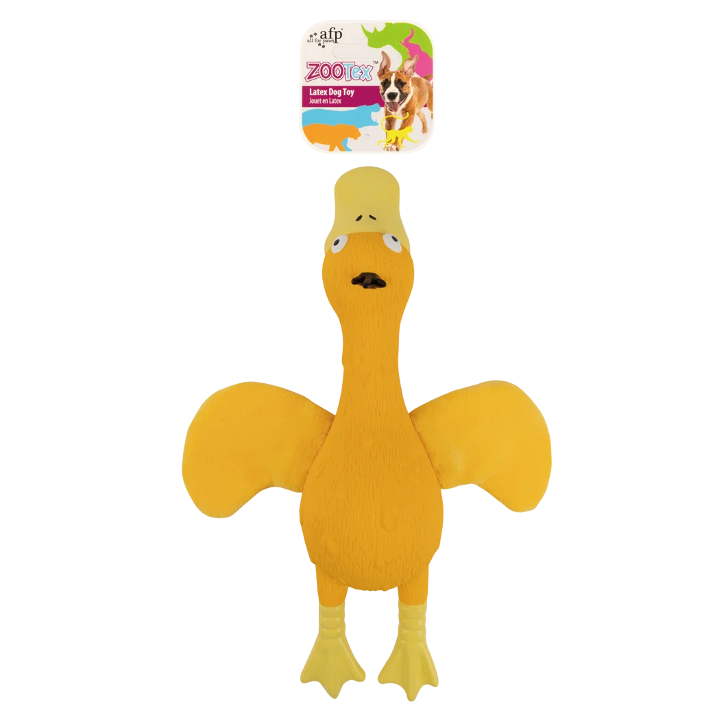 AFPH03772.png Gioco per cani in lattice a forma di anatra con squeaker e ali fruscianti, giallo – AFP Soft Wing - immagine 1