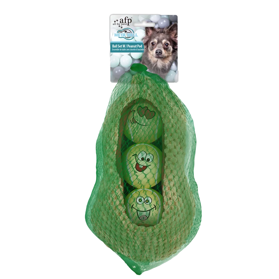Set di palline per cani a forma di arachide, 3 palline con sonaglio, ø 6,3 cm – AFP Meta Ball Ball Set w/ Peanut pod - immagine 1