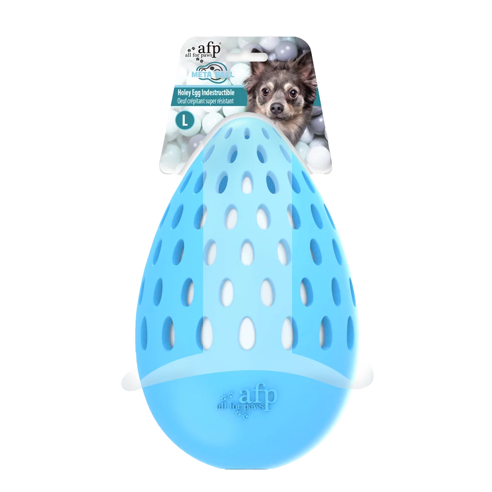 Uovo da gioco per cani con rumore scoppiettante di bottiglia, L, 15,5 x 9,6 x 9,6 cm – AFP Meta Ball Holey Egg - immagine 1
