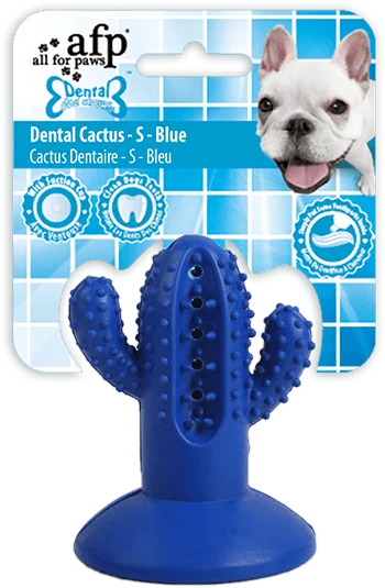 Gioco da masticare a forma di cactus in gomma con ventosa, S blu, 6,4 x 8,4 x 6,5 cm – AFP Dental Chews - Dental Cactus - immagine 1