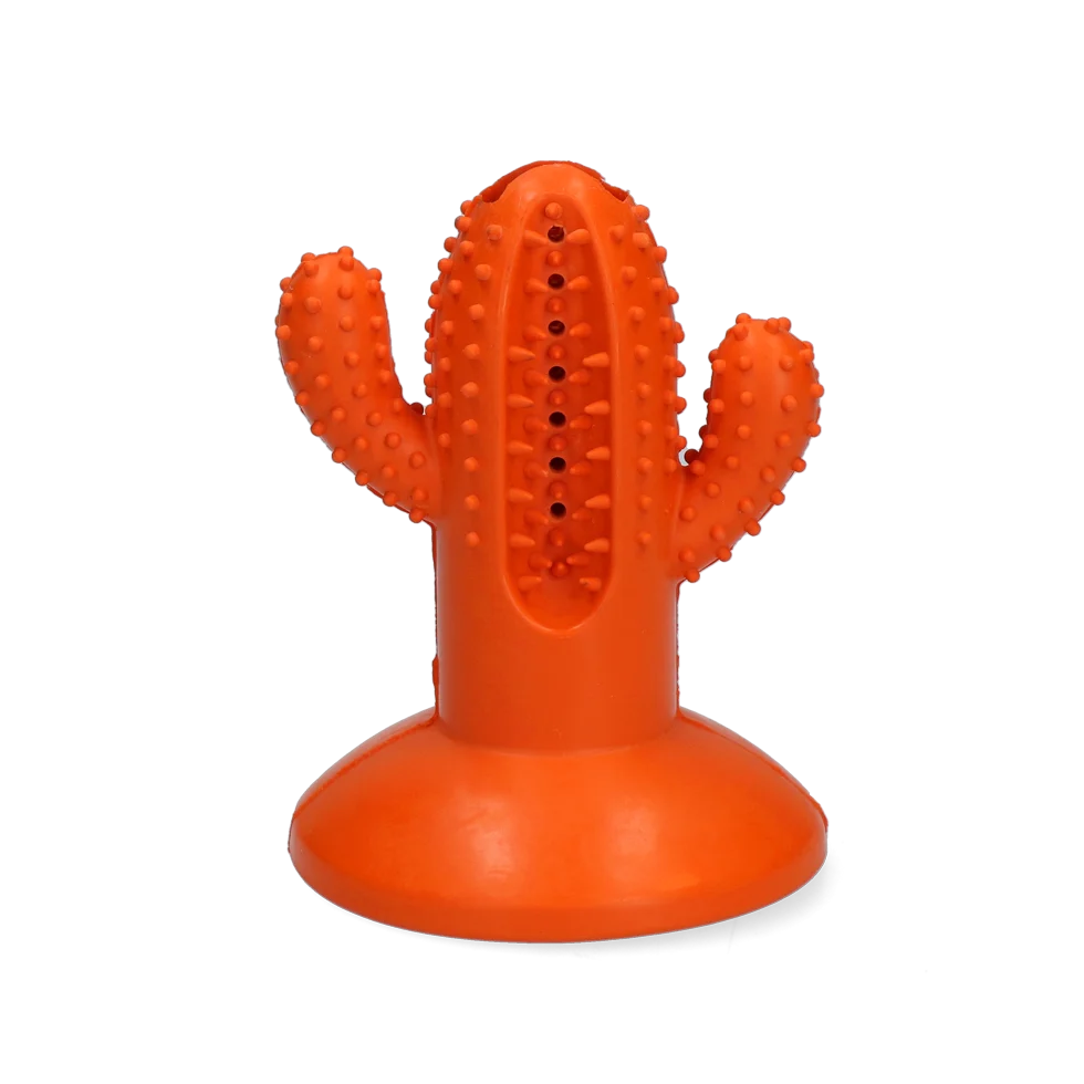 Gioco da masticare a forma di cactus in gomma con ventosa, M arancione, 9,4 x 12,3 x 9,5 cm – AFP Dental Chews - Dental Cactus - immagine 2