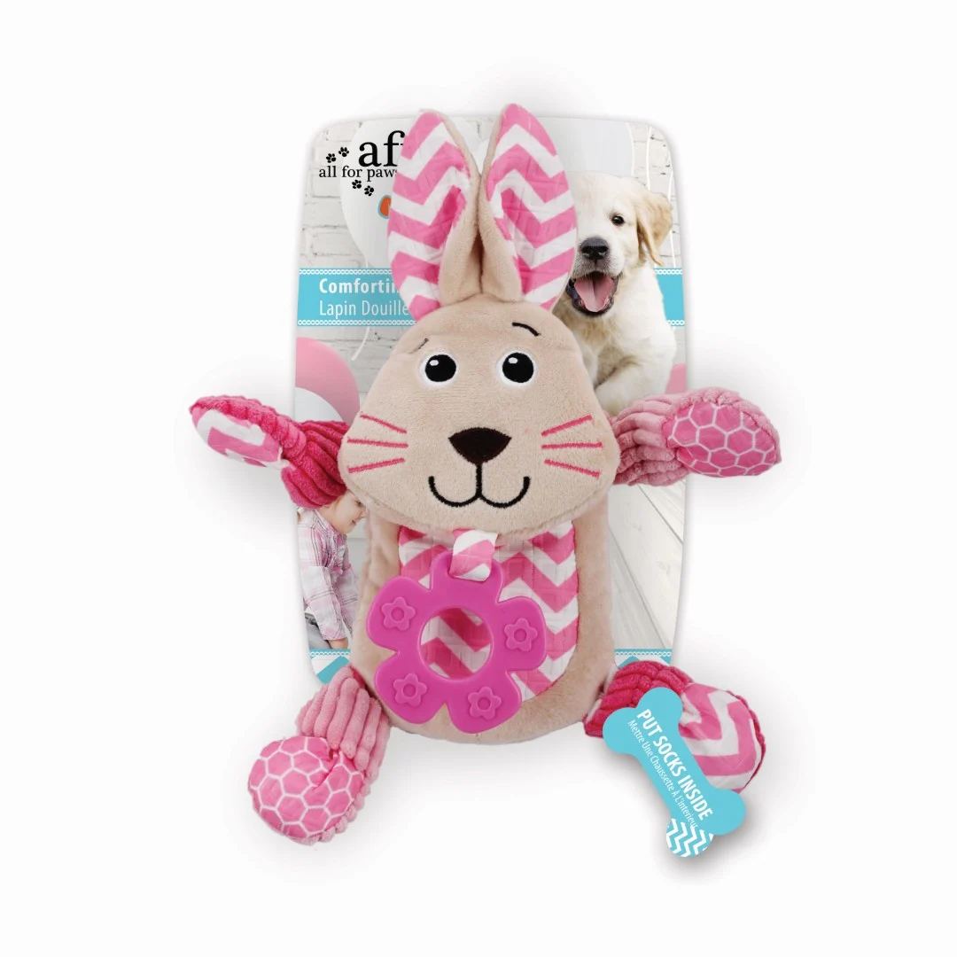 Peluche a forma di coniglio per cani, con fruscio e squeaker – AFP Little Buddy - Comforting Konijn - immagine 1