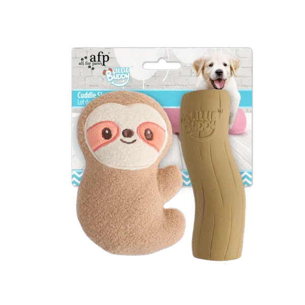 Set di giochi per cuccioli con peluche e squeaker, 2 pezzi – AFP Little Buddy 2-Pack Toy Cuddle Sloth