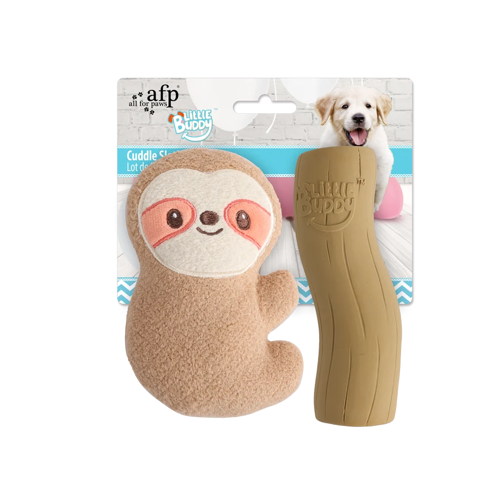 Set di giochi per cuccioli con peluche e squeaker, 2 pezzi – AFP Little Buddy 2-Pack Toy Cuddle Sloth - immagine 1