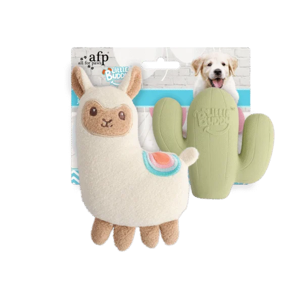Set di giocattoli per cuccioli con peluche e squeaker, 2 pezzi – AFP Little Buddy 2-Pack Toy Fiesta
