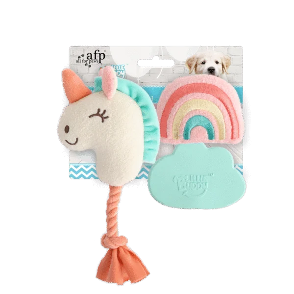 Set di giochi per cuccioli con 2 peluche e squeaker, 3 pezzi – AFP Little Buddy 3-Pack Toy Wonderland