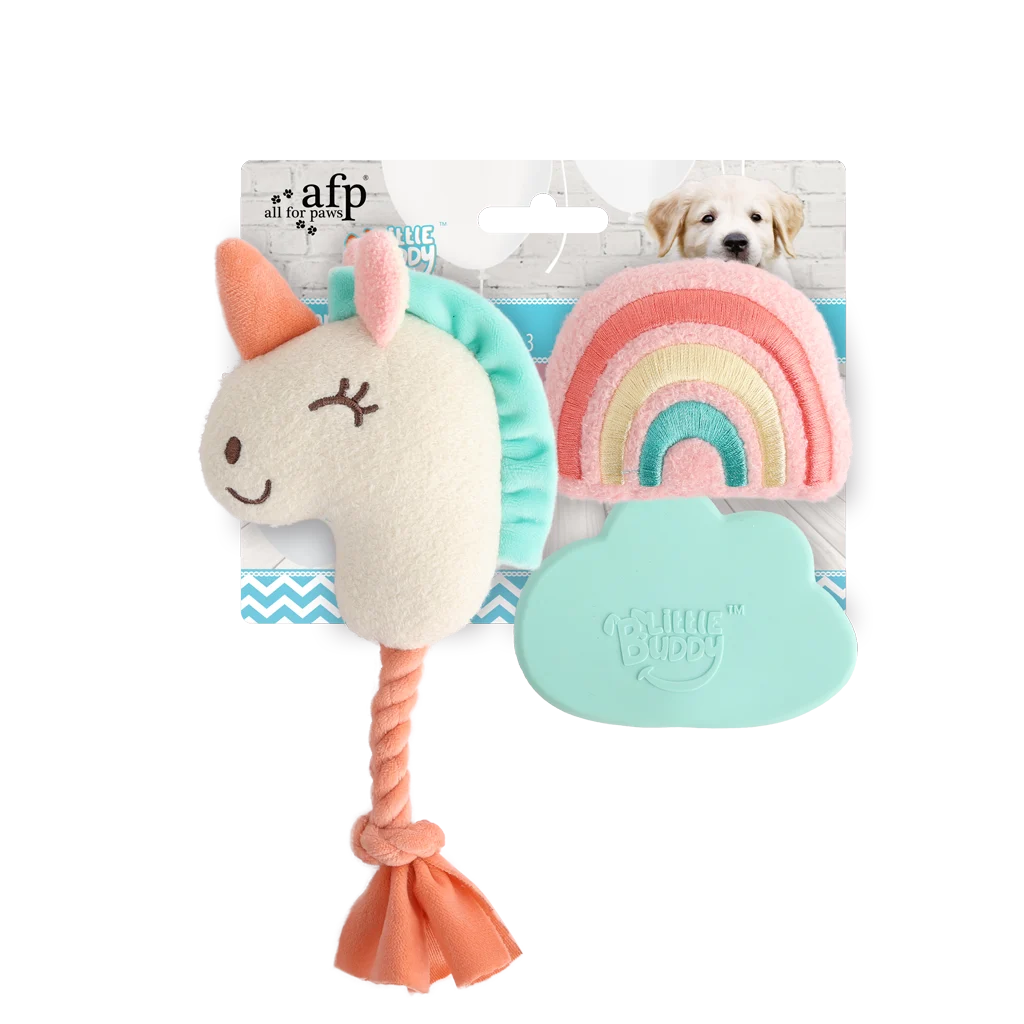 Set di giochi per cuccioli con 2 peluche e squeaker, 3 pezzi – AFP Little Buddy 3-Pack Toy Wonderland - immagine 1
