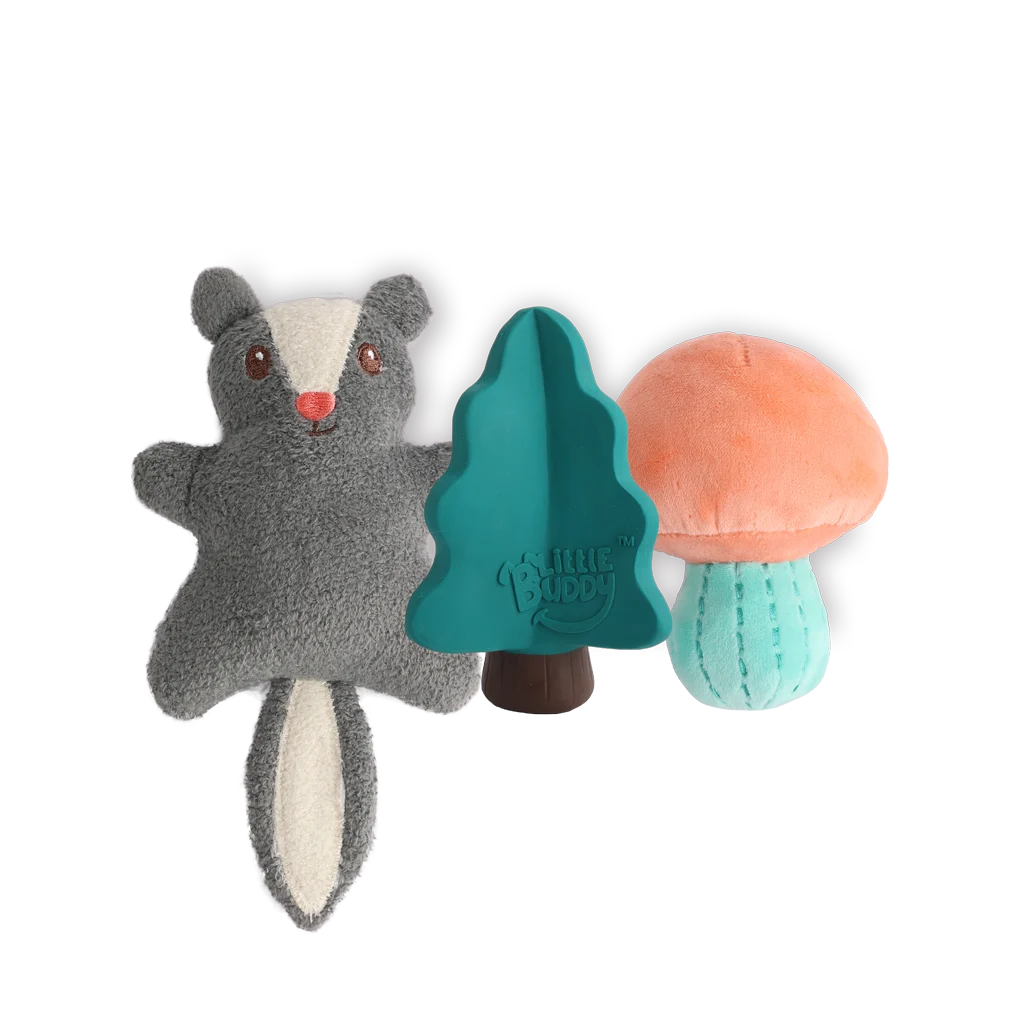 Set di giochi per cuccioli con 2 peluche e squeaker, 3 pezzi – AFP Little Buddy 3-Pack Toy Woodland - immagine 2