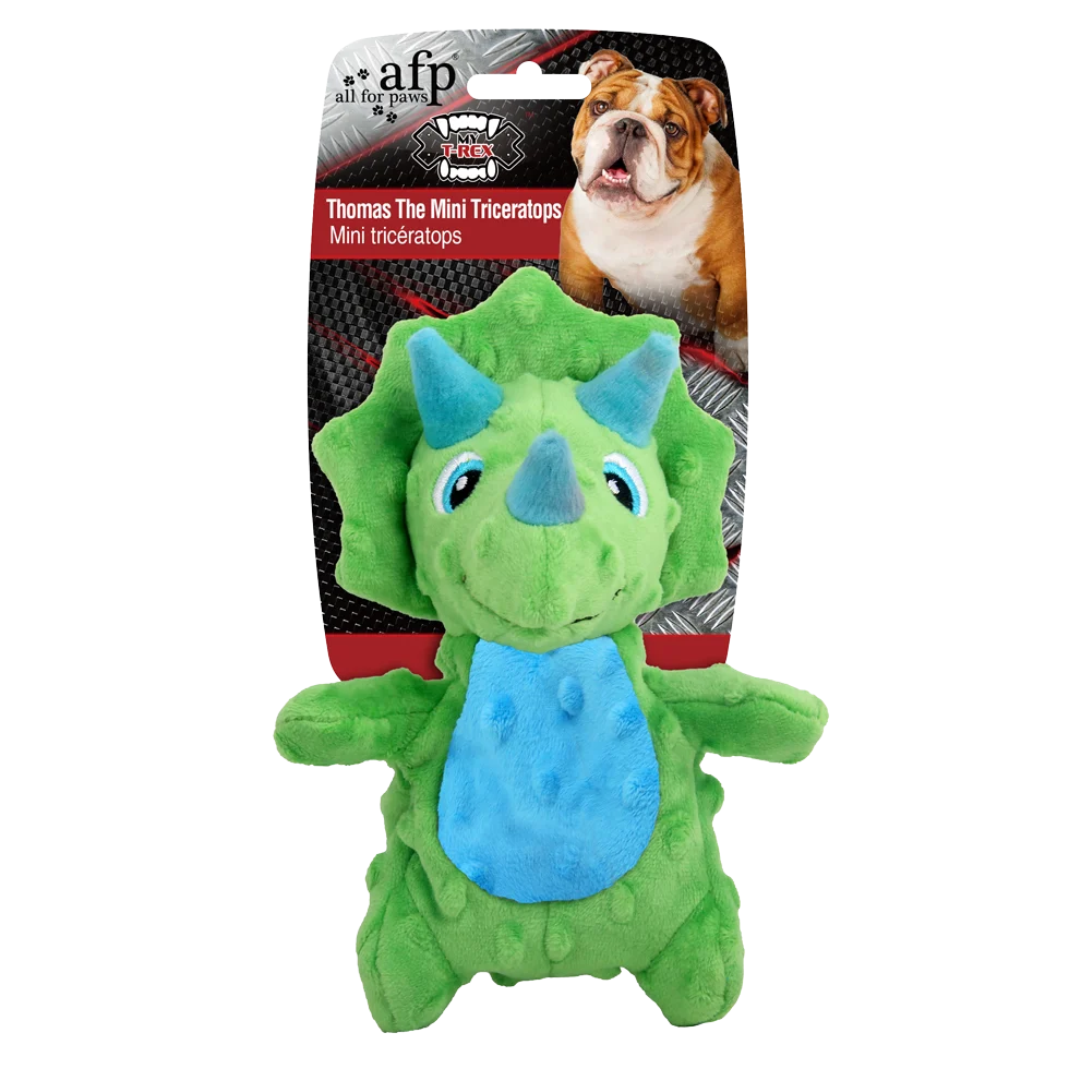 AFPH04330.png Peluche per cani con squeaker e materiale frusciante, circa 18 cm – AFP My T-Rex Thomas the Mini Triceratops S - immagine 1