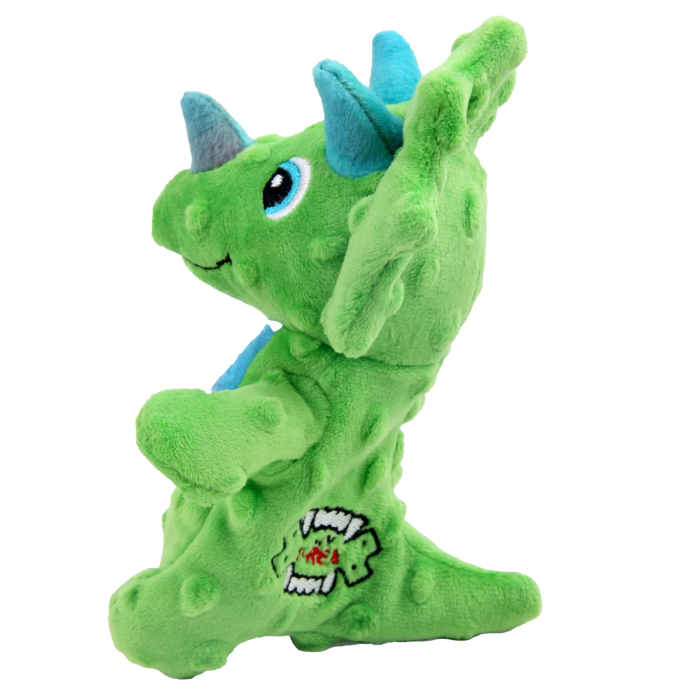 Peluche per cani con squeaker e materiale frusciante, circa 18 cm – AFP My T-Rex Thomas the Mini Triceratops S - immagine 3