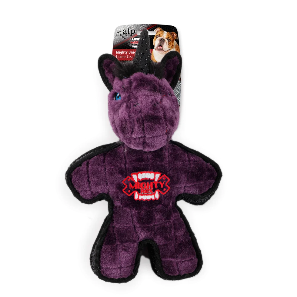 Peluche per cani con squeaker e bordo dall’aspetto gommoso, ca. 24 cm – AFP My T-Rex Mighty Unicorno - immagine 1