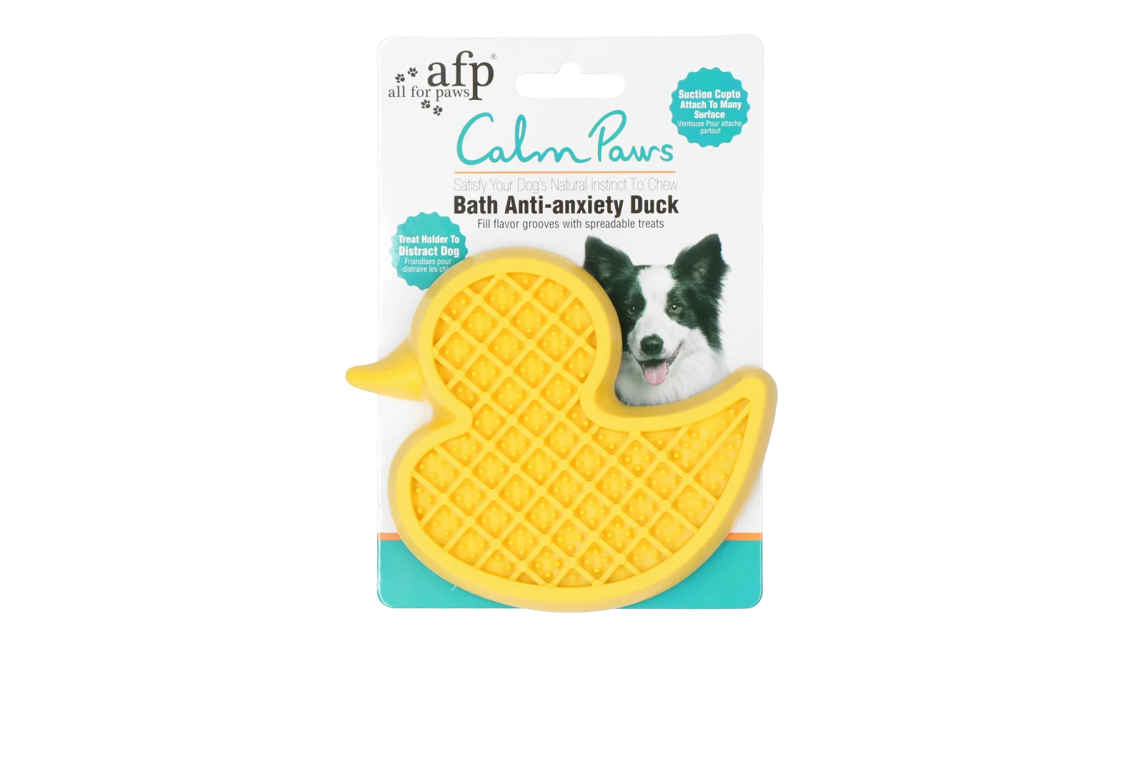 Paperella da bagno per cani con ventosa e puntini in silicone, 13 x 10 cm – AFP Calm Paws - Bath Anti-anxiety Duck - immagine 1