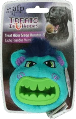 Peluche per cani Mostro verde con nascondiglio per snack, circa 10 cm – AFP Treats In "V" Hiders - Treat Hider Small