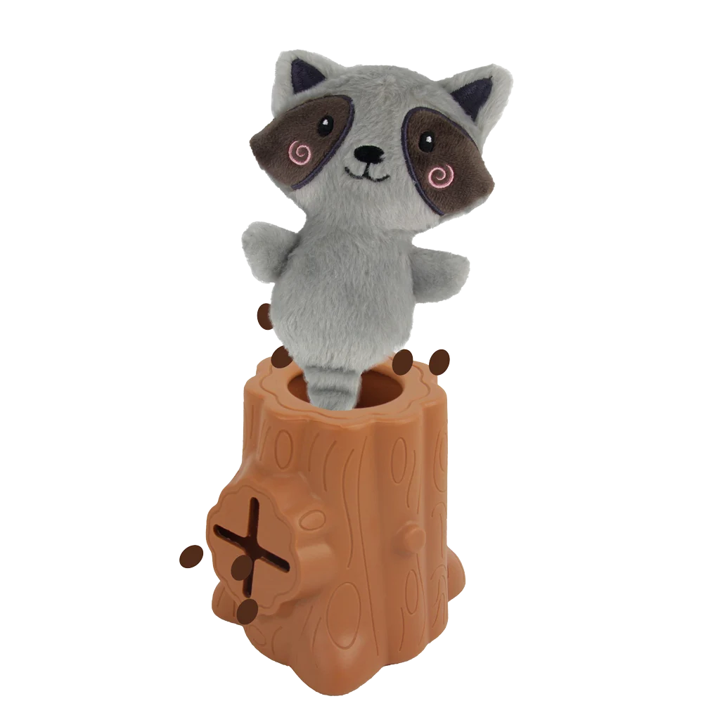 Gioco per snack in gomma con peluche, Procione, 6,5 x 8 x 13,2 cm – AFP Treats In "V" Hiders - Tree-Hider - immagine 2