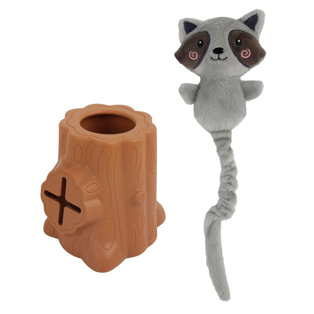 Gioco per snack in gomma con peluche, Procione, 6,5 x 8 x 13,2 cm – AFP Treats In "V" Hiders - Tree-Hider - immagine 3