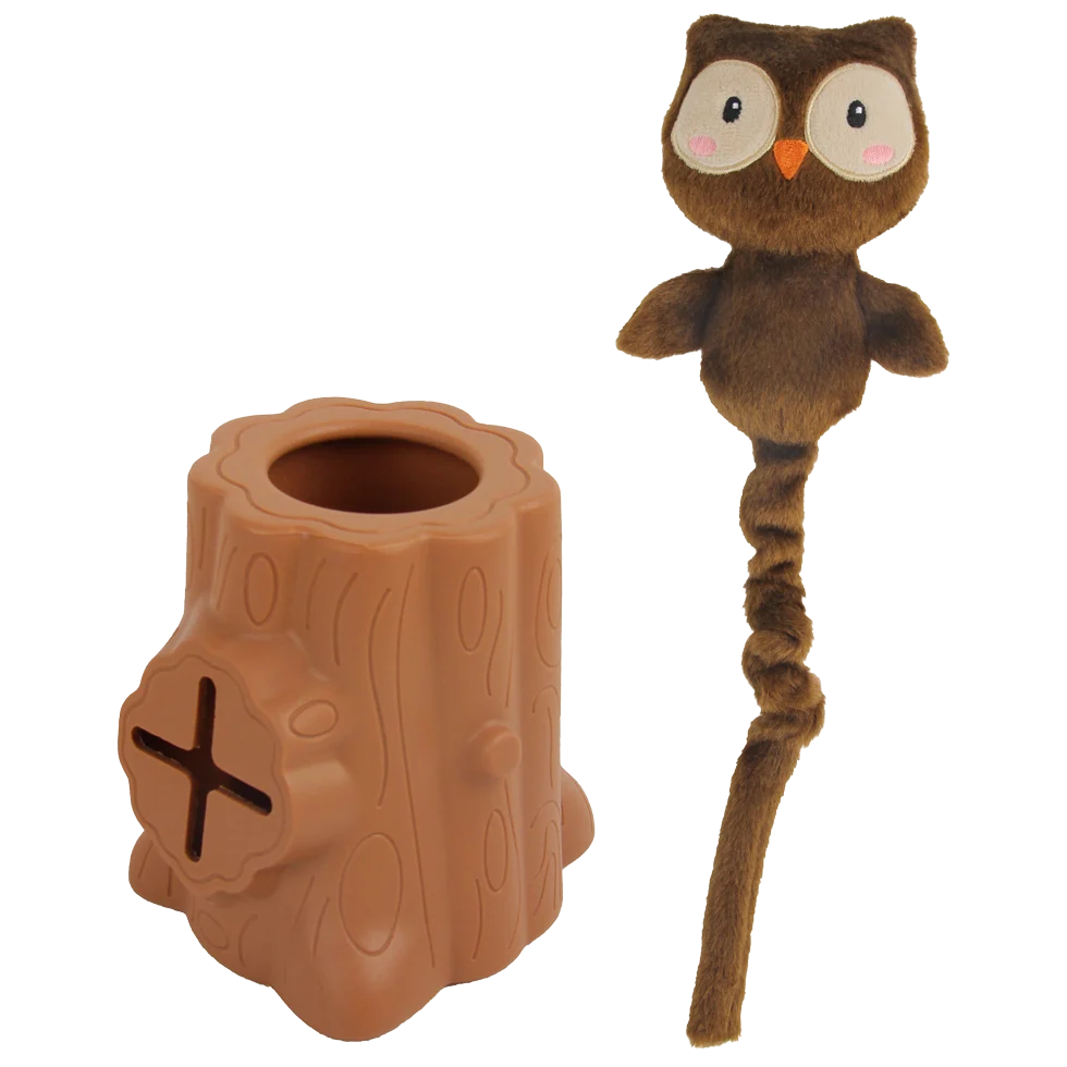 Gioco per snack in gomma con peluche, gufo, 6,5 x 8 x 13,2 cm – AFP Treats In "V" Hiders - Tree-Hider - immagine 4