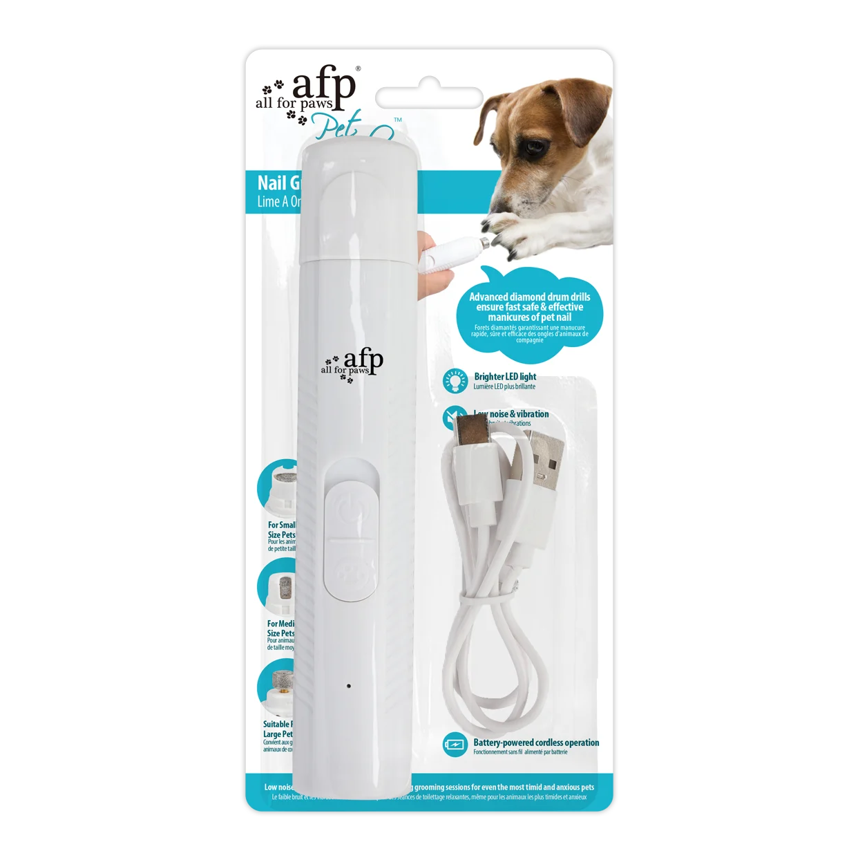 Lima per unghie per animali a batteria con 2 cappucci – AFP Pet Salon Nail Grinder - immagine 1