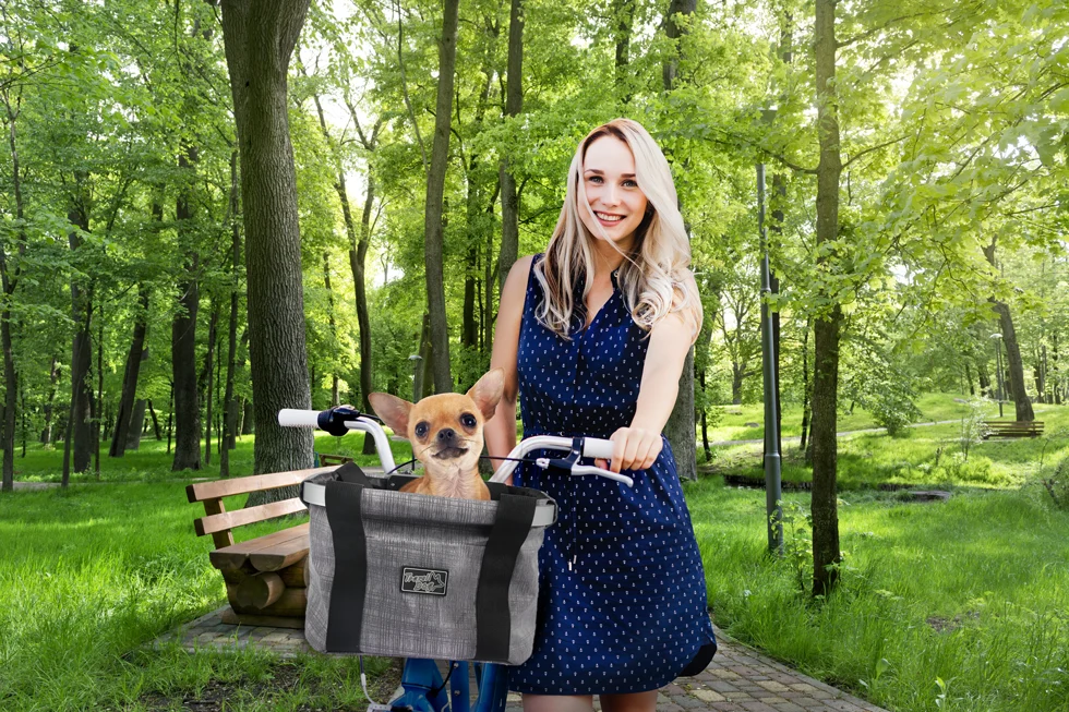 Cestino da bici per cani con attacco al manubrio, fino a 8 kg – AFP Travel Dog - Easy-go Bicycle Pet Basket - immagine 3
